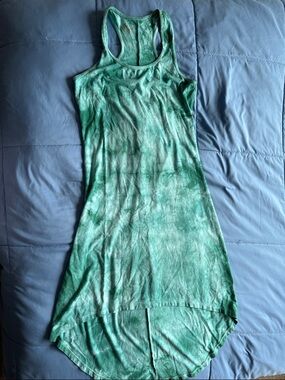 bloom Green Tie-Dye Asymmetrical Tank Dress
